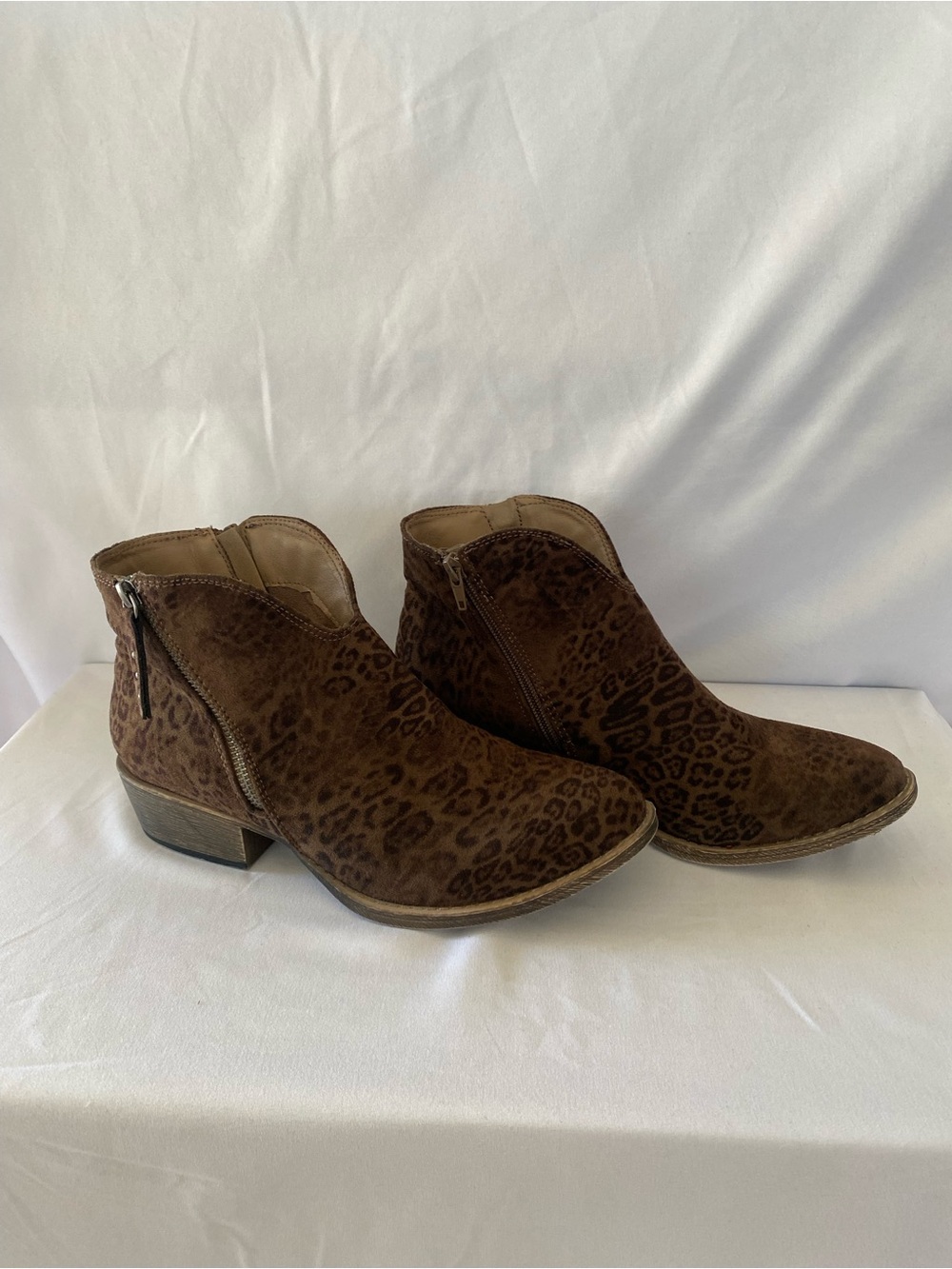 Brown Leopard Suede Ankle Booties